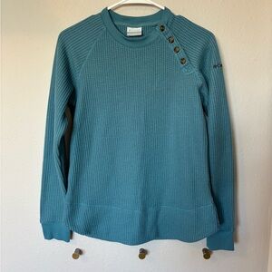 Columbia Teal Button-Detail Sweater